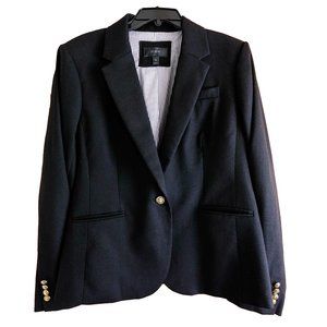 Womens J.Crew Black/Navy Tailored Wool Blazer Traditional Styling Size 16